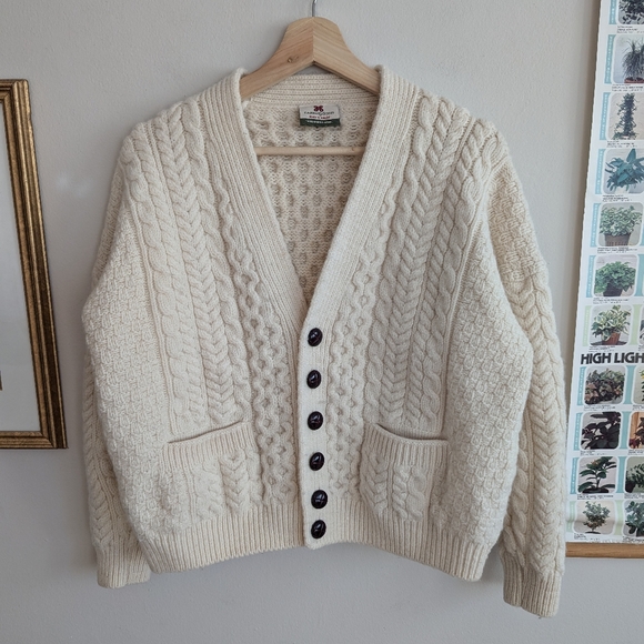 Carraig Donn Sweaters - Carraig Donn Merino Irish Wool Cardigan, size medium